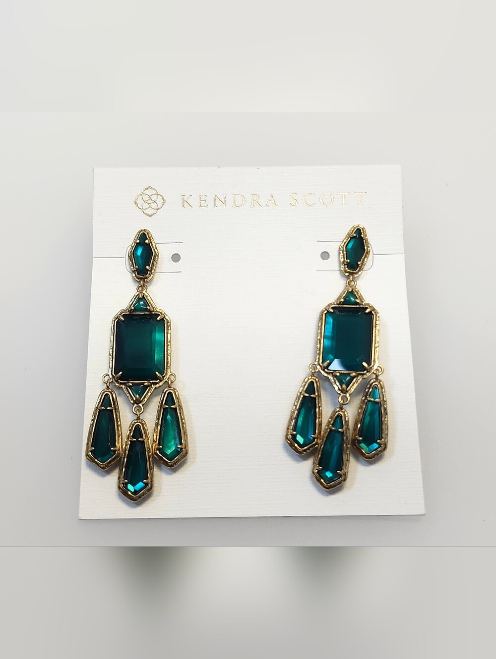Kendra Scott Gold-Tone Disney Snow White The Queen Green Chandelier Earrings